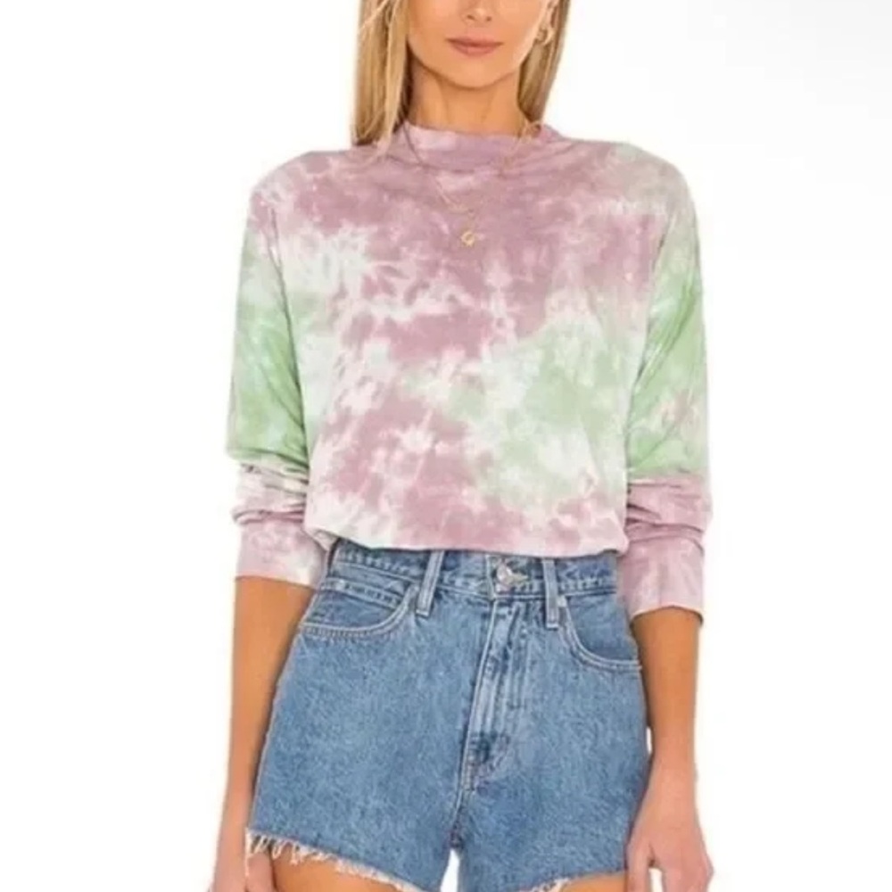We The Free Tie-Dye Long Sleeve Top - Green and Purple